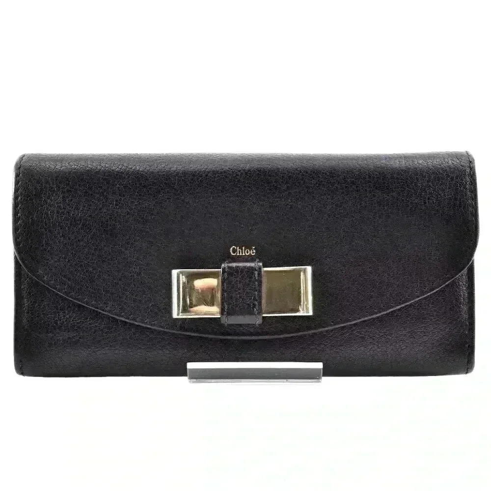 Chloé Black Wallet with Bow Accent
